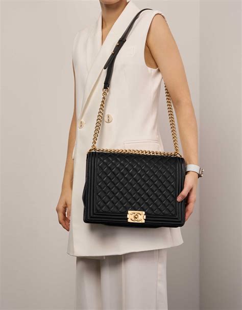 chanel boy bag black zig zag 2012|Chanel bag dimensions.